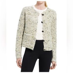 NWT: Theory Boucle Button front Cardigan Sweater in Petite or XS Multi Tweed
